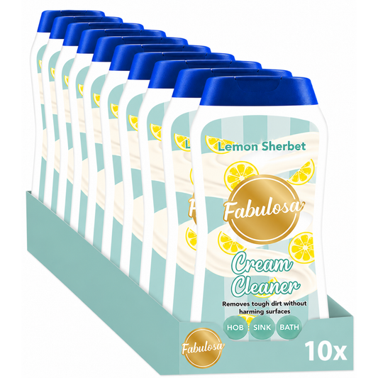 Fabulosa Cream Cleaner Lemon Sherbet Crèmereiniger 500ml – 10 Stuks – Voor Gootsteen, Bad en Kookplaat