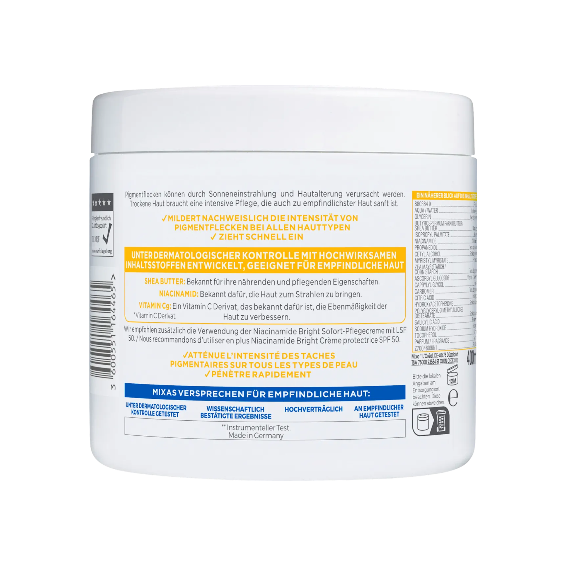 Mixa Niacinamide Bright Moisturizing Anti-Dark Spot Cream 400 ml Londynshop