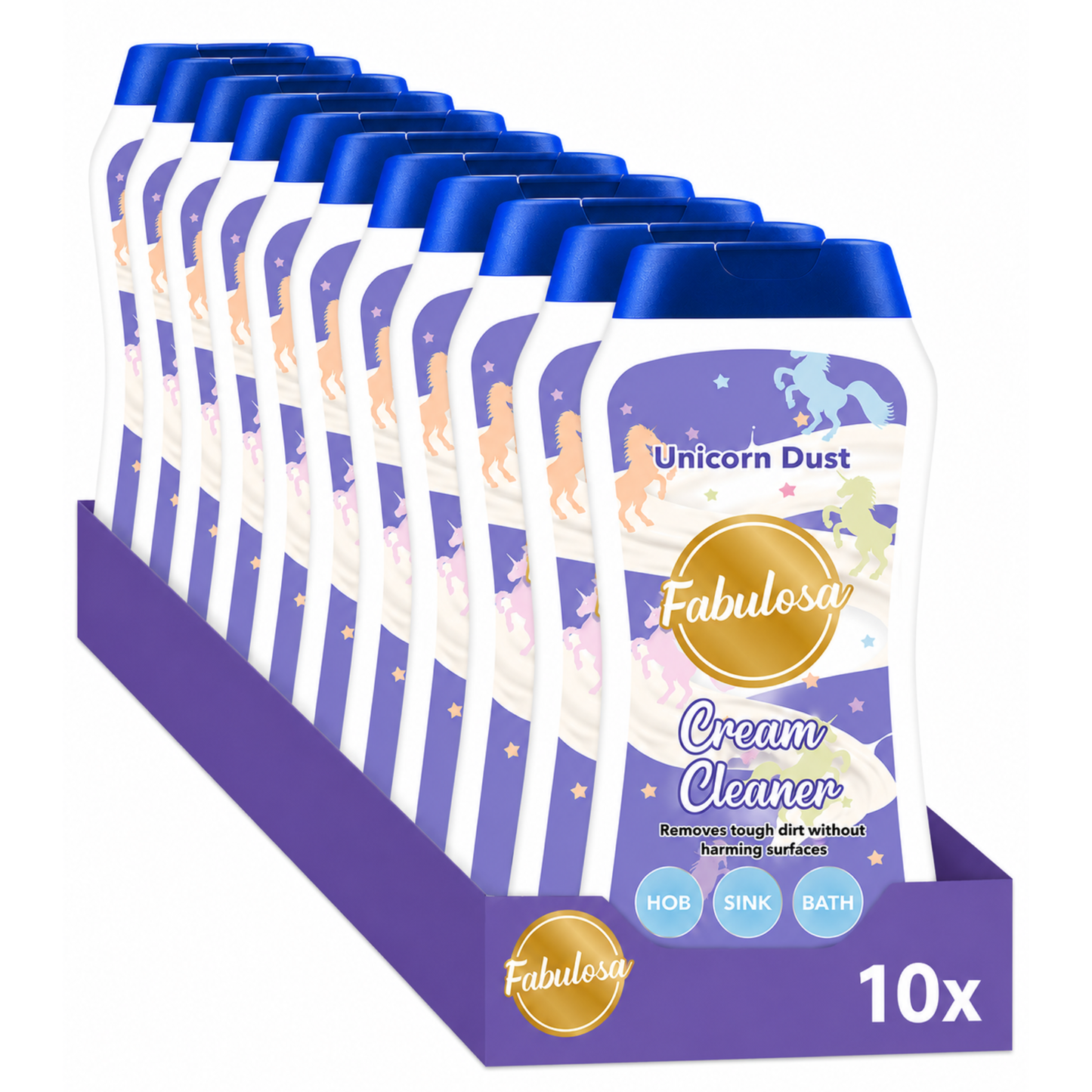 Fabulosa Cream Cleaner Unicorn Dust Crèmereiniger 500ml – 10 Stuks – Voor Gootsteen, Bad en Kookplaat