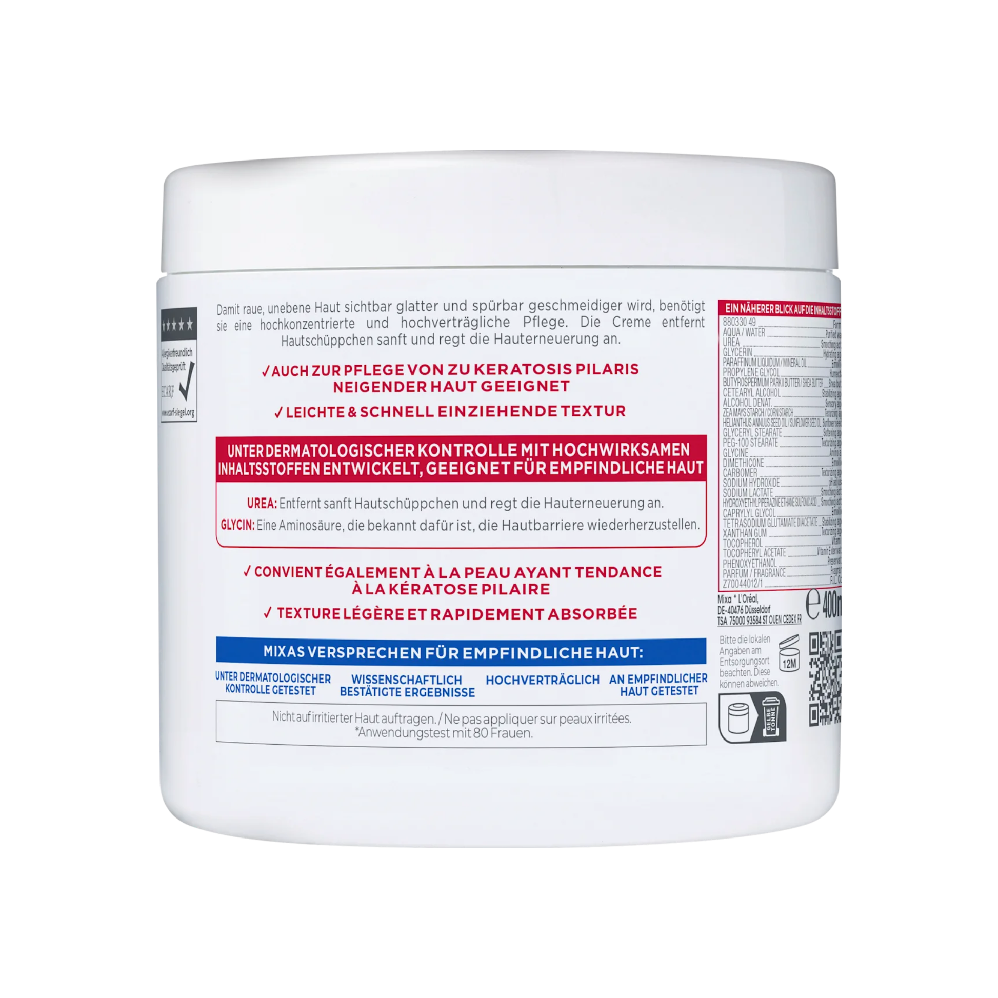 Mixa Urea Cica Repair+ Herstelondersteunende Crème 400 ml Londynshop
