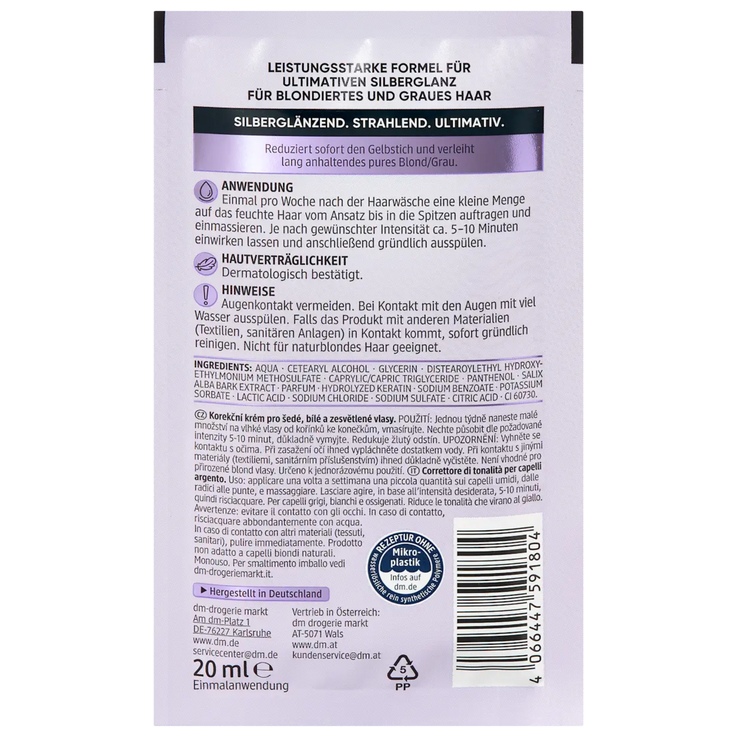 Balea Professional Kleurcorrectiecrème Zilverglans 20 ml