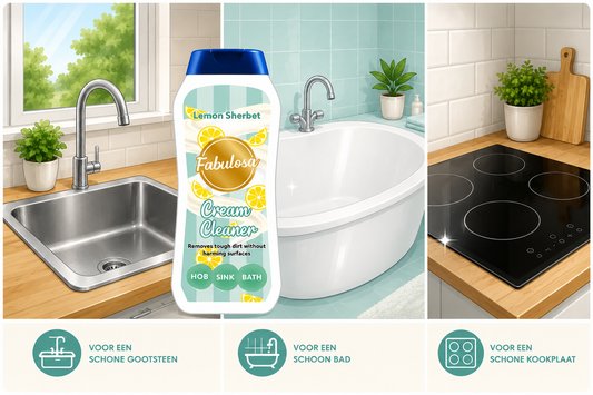 Fabulosa Cream Cleaner Lemon Sherbet Crèmereiniger 500ml – 10 Stuks – Voor Gootsteen, Bad en Kookplaat Londynshop